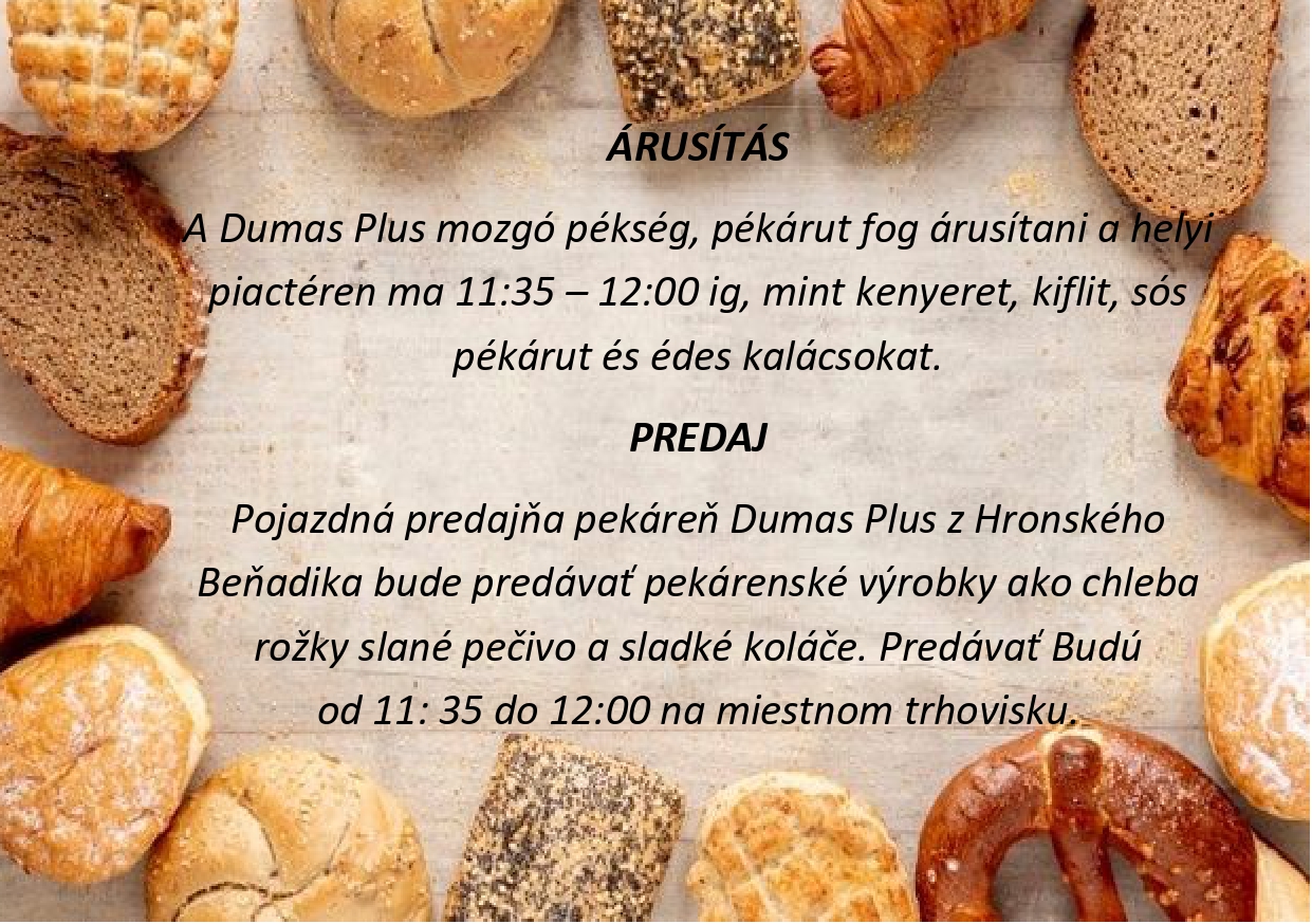 Pékáru árusítása / Predaj pečiva Pékáru árusítása / Predaj pečiva